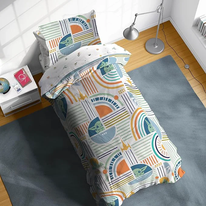 Green Sunny Side Up Kids Comforter Set Includes Sheets and Pillow Covers - Soft and Cozy Bed Set for Stylish Room Decor Multicolor - The Mandalorian 5 Piece Twin Size Bedding Next-Generation