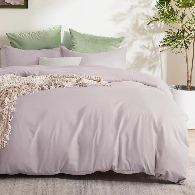 Pure Bedsure Duvet Cover Queen Size - Soft Double Brushed Bedding Set for Kids amp Adults Zipper Closure 3 Pieces Includes 1 Duvet Cover 90 quot x90 quot amp 2 Pillow Shams NO Comforter Pink Mocha Next-Generation