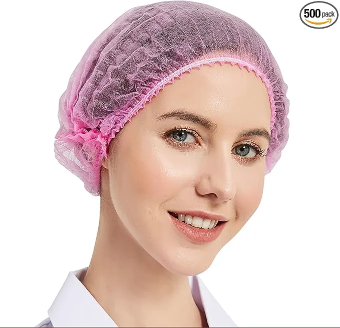 Long-Lasting ProtectX 500-Pack Pink Disposable Hair Nets Elastic Head Cover Bouffant Caps Dependable