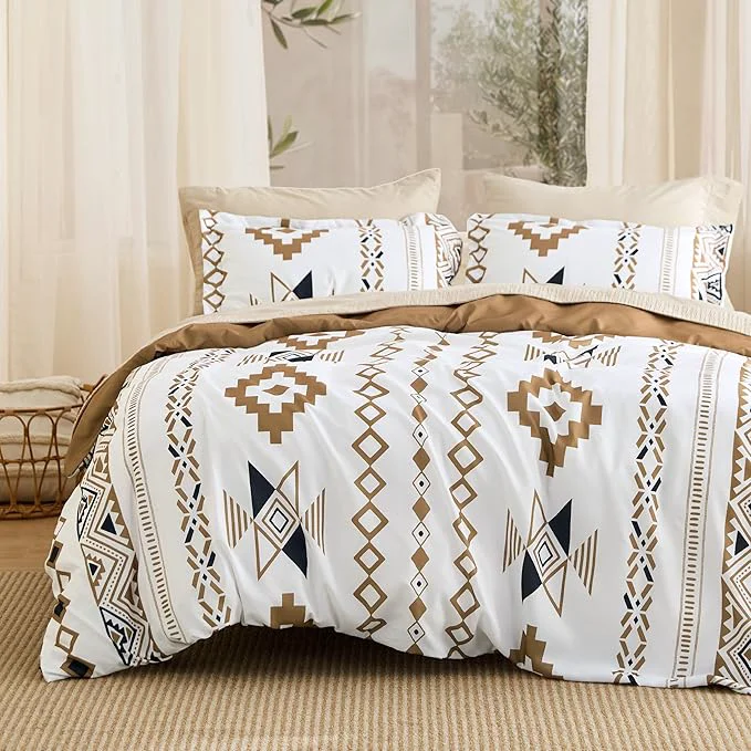 Superior Bedsure Duvet Cover Queen Size - Modern Boho Geometry Floral Duvet Cover Set with Zipper Closure 3 Pieces Hazel Bedding Set with 8 Corner Ties and 2 Pillow Shams 20 quot x26 quot Effective