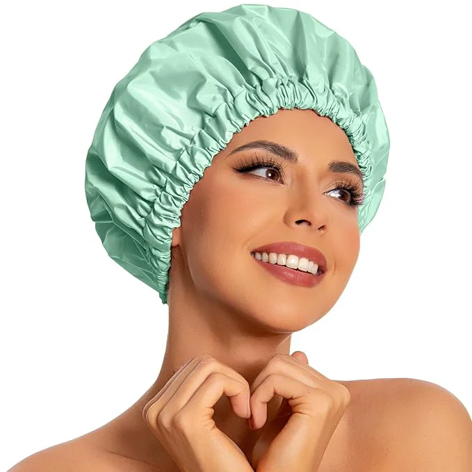 Clean Reusable Shower Cap for Women Large Waterproof Shower Bonnet Pure