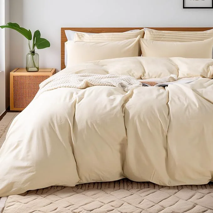 High-Quality NEXHOME PRO Full Duvet Cover Set – Organic Cotton with Washed Feel amp Linen-Like Texture Comfortable amp Breathable Home Bedding Set 80 quot 90 quot No Comforter 8090N Secure