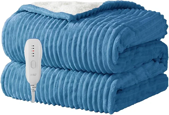 Specialty Heated Blanket Electric Throw 50 X60 -Heating Blanket with 5 Heat Settings-3 Hours Auto Off ETL Machine Washable Blue Proven
