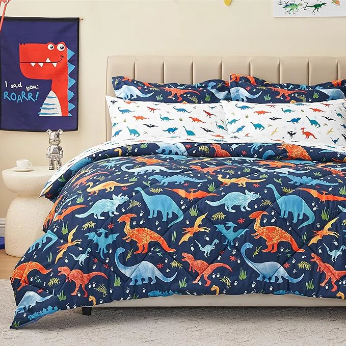 Selected Kids Twin Dinosaur Bedding Comforter Set for Boys 5 Pieces Twin Size Dinosaur Kids Bedding Set Super Soft Lightweight Microfiber Comforter Set with Sheets for All Seasons Fine Crafted