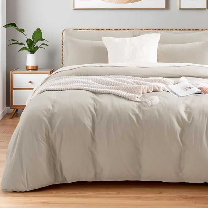 Trusted NEXHOME PRO Washed Cotton Duvet Cover Twin Size Ogranic Natural Linen Feel Breathable Bedding Set with Zipper Closure 2 Pieces Duvet Cover Set Linen No Comfortert 6890 Certified