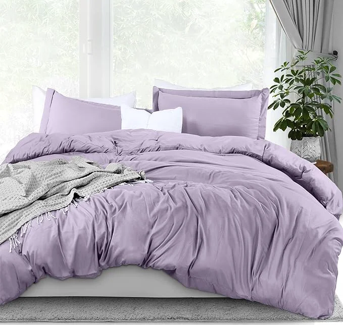Easy-to-Use Utopia Bedding Duvet Cover King Size - 3 Piece with Zipper Closure - 1 Comforter Cover 104X90 Inches amp 2 Pillow Shams 20X36 Inches Lavender Comforter Not Included Enhanced