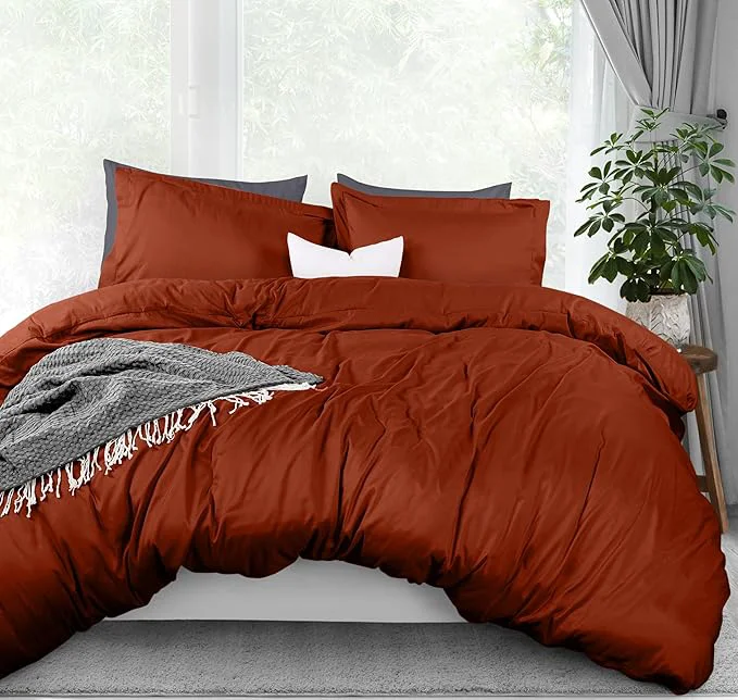 Stylish Utopia Bedding Duvet Cover Queen Size - 3 Piece with Zipper Closure - 1 Comforter Cover 90X90 Inches amp 2 Pillow Shams 20X26 Inches Orange Comforter Not Included Fine Crafted