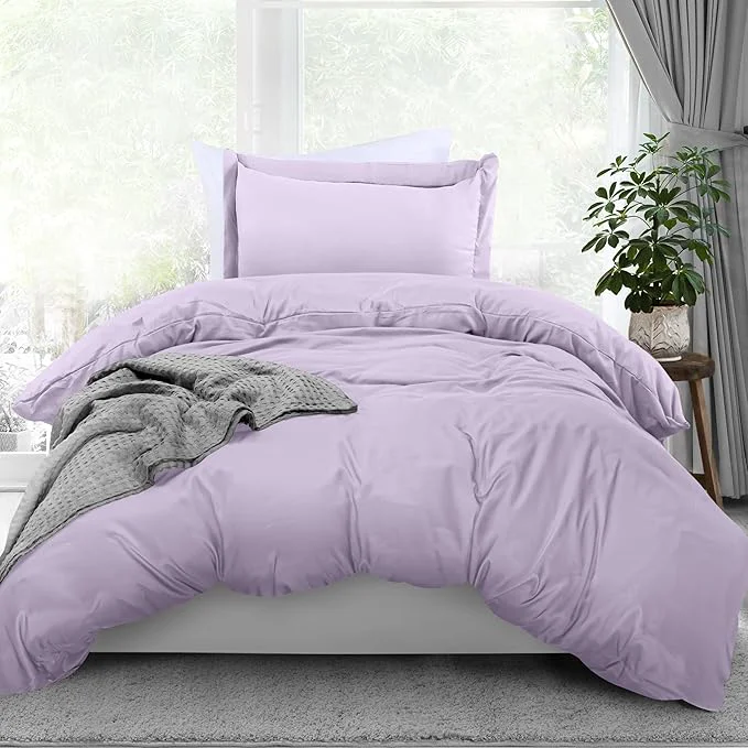Fashionable Utopia Bedding Duvet Cover Twin Size - 2 Piece with Zipper Closure - 1 Comforter Cover 68X90 Inches amp 1 Pillow Sham 20X26 Inches Lavender Comforter Not Included Fine
