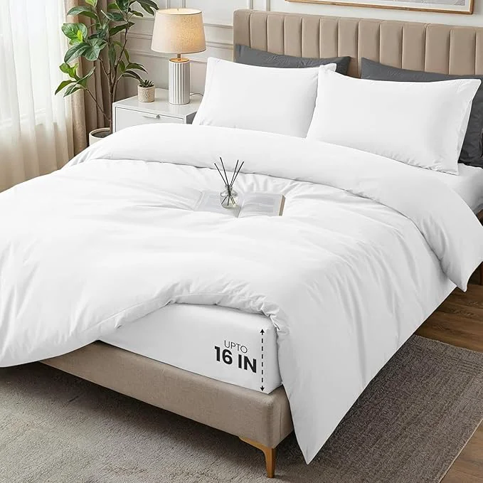High-Performance Utopia Bedding Duvet Cover Twin with Fitted Sheet 39x75 - 2 Pillow Case 20x30 - All Season Luxury Bed in a Bag with Zippered Duvet Cover - No Comforter White World-Class