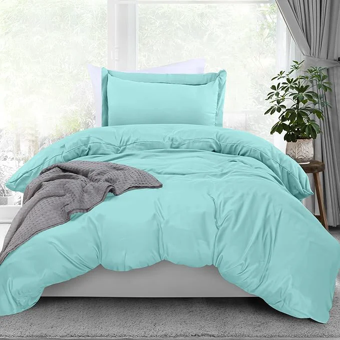 Soft Utopia Bedding Duvet Cover Twin Size - 2 Piece with Zipper Closure - 1 Comforter Cover 68X90 Inches amp 1 Pillow Sham 20X26 Inches Spa Blue Comforter Not Included Classic