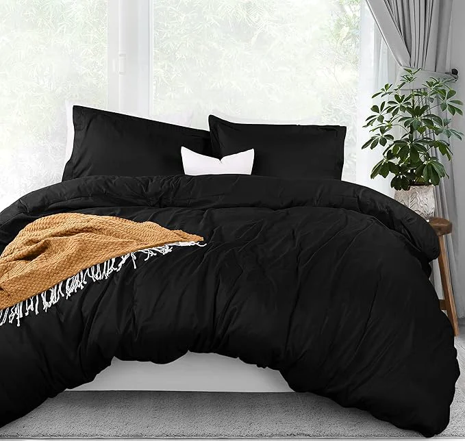 High-Quality Utopia Bedding Duvet Cover Full Size - 3 Piece with Zipper Closure - 1 Comforter Cover 80X90 Inches amp 2 Pillow Shams 20X26 Inches Black Comforter Not Included Genuine