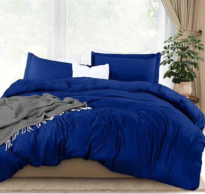 Superior Utopia Bedding Duvet Cover King Size - 3 Piece with Zipper Closure - 1 Comforter Cover 104X90 Inches amp 2 Pillow Shams 20X36 Inches Royal Blue Comforter Not Included Versatile