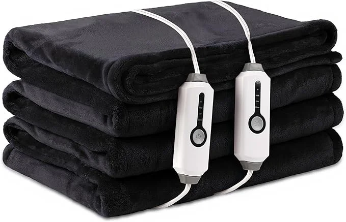 Reliable Electric Heated Blanket Queen Size 84 quot x90 quot with Dual Control Breathable amp Luxurious Flannel with 4 Heating Levels amp 10 Hours Auto-Off Fast Heating Machine Washable for Bedding -Dark Grey Reusable