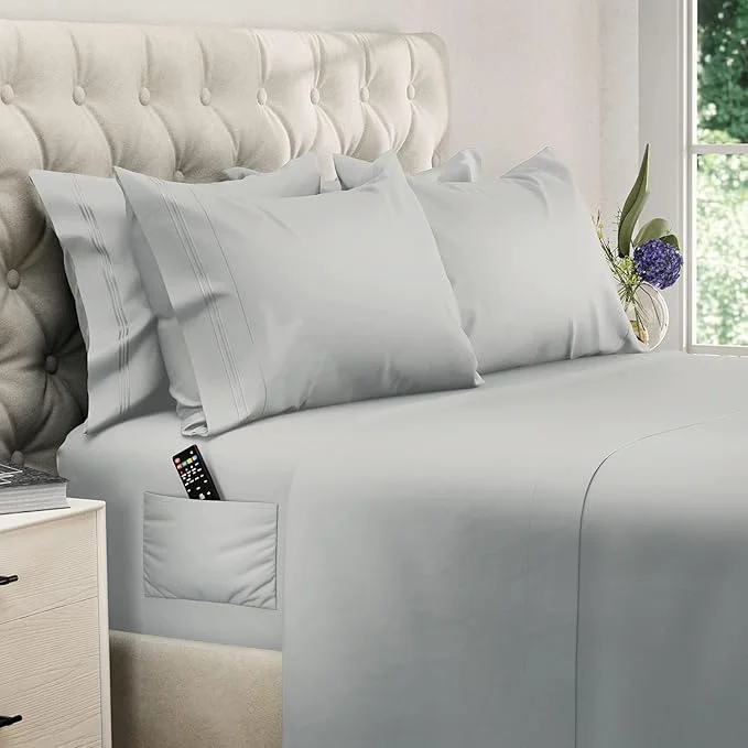 Versatile DREAMCARE King Size Sheets Set – 6 pcs Cooling Bed Sheets – up to 15 Deep Pocket King Sheet Set – 2500 Supreme Collection – Extra Soft Brushed Microfiber Hotel Luxury with Side Pocket – L Gray Specialty