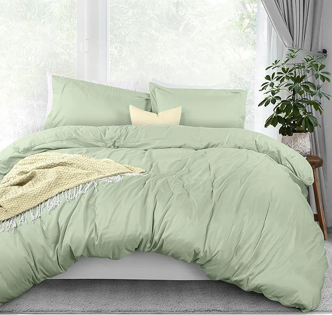 Versatile Utopia Bedding Duvet Cover Queen Size - 3 Piece with Zipper Closure - 1 Comforter Cover 90X90 Inches amp 2 Pillow Shams 20X26 Inches Sage Comforter Not Included User-Friendly