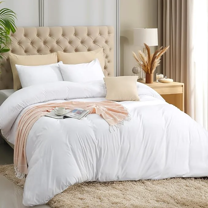 Enhanced Utopia Bedding Duvet Cover Set with Pillowcases - 3 Pieces Bedding Duvet Cover with Zipper Closure - 1 Duvet Cover with 2 Pillowcases - Soft Brushed Microfiber Full White Comfortable