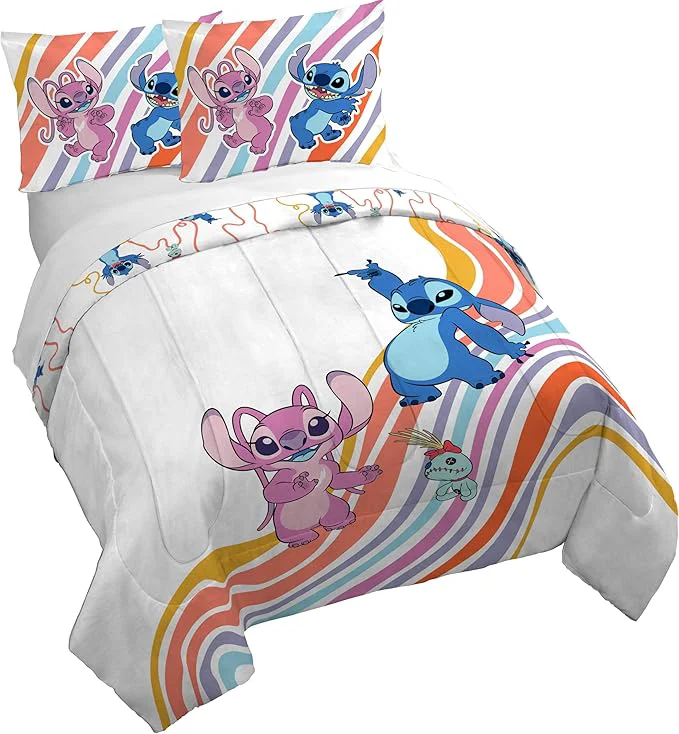 Smooth Jay Franco Duvet Cover Set – 3 Piece Comforter Cover and Sham Set Super Soft Cozy Kids Bedding Insert Not Included White - Lilo and Stitch Full Sustainable