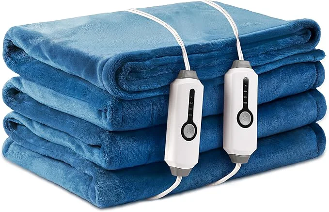 Fast Electric Heated Blanket Queen Size 84 quot ×90 quot Comfortable amp Luxurious Flannel 4 Heating Levels amp 10 H Auto Shut Off Lake Blue Secure