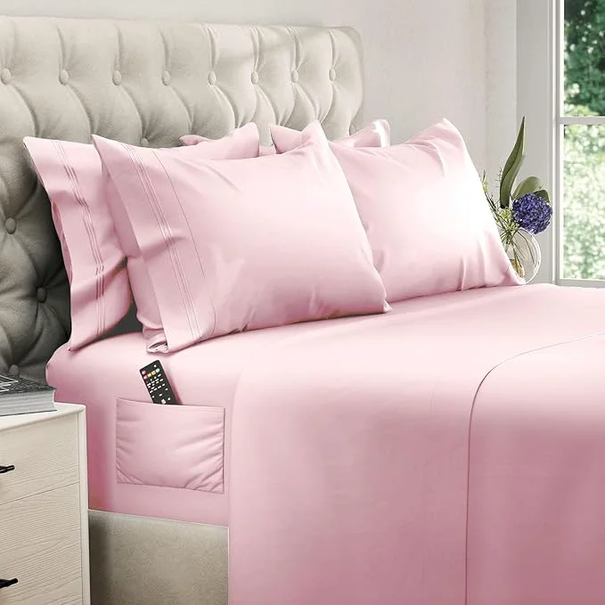 Minimalist DREAMCARE King Size Sheets Set – 6 pcs Cooling Bed Sheets – up to 15 Deep Pocket King Sheet Set – 2500 Supreme Collection – Extra Soft Brushed Microfiber Hotel Luxury with Side Pocket Pink Stylish