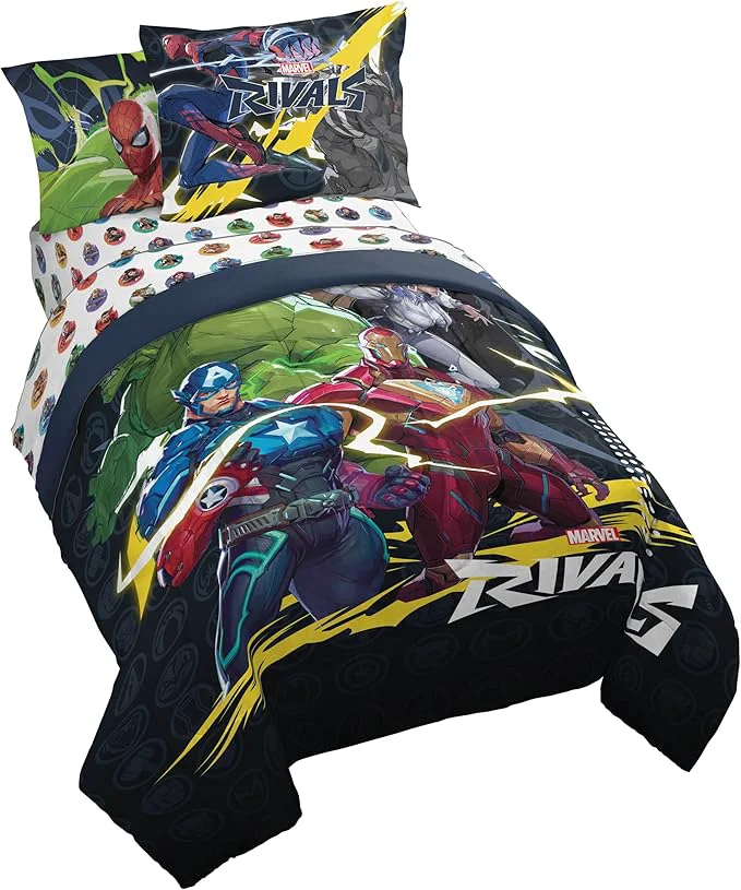 High-Grade Jay Franco Kids Comforter Set Includes Sheets and Pillow Covers - Soft and Cozy Bed Set for Stylish Room Decor Licensed Bedding Multi - Marvel Rivals 7 Piece Full Dependable