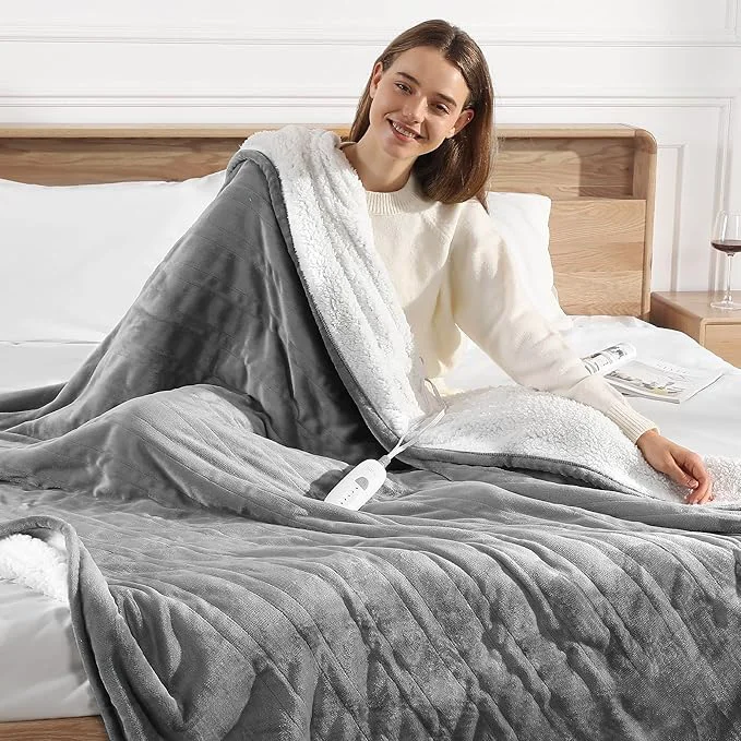 Responsible Heated Blanket Twin Electric Blanket 62X84in - Fast Heating Blanket for Adults Ultra Soft Flannel amp Warm Sherpa with 5 Heat Levels amp 10 Hrs Timer Machine Washable Office Use for Winter Gray Enhanced