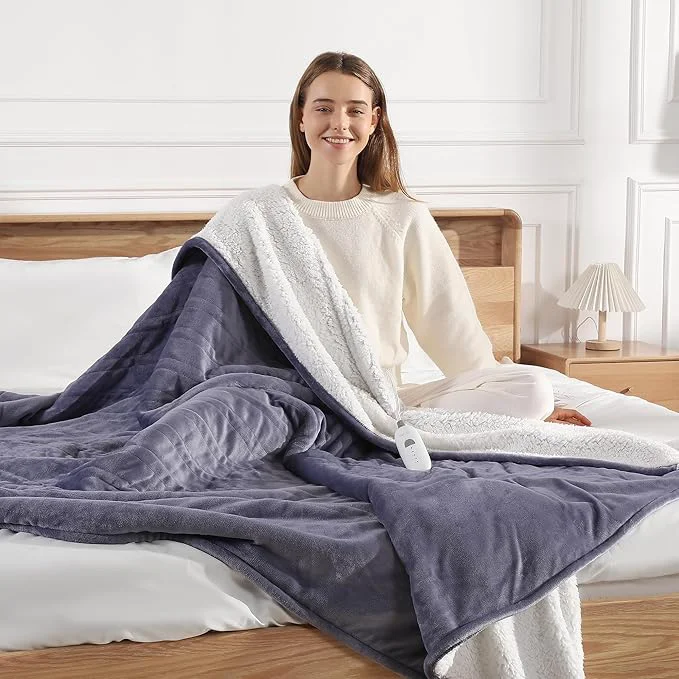 Soft Heating Blankets Heated Throw 50 39 39 X60 39 39 - Purple Heated Blanket Flannel Sherpa Double Sided Electric Blanket with 5 Heat Settings amp 4 Hours Auto-Off Small Electric Throw for Grandma Gifts Lavender High-Quality