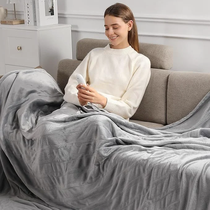 Excellent Heated Blanket Full Electric Blanket 72X84in - Fast Heating Blanket for Adults Ultra Soft Flannel Blankets with 5 Heat Levels amp 10 Hrs Timer Machine Washable Bed Warm Blanket for Winter Silver Gray Dependable