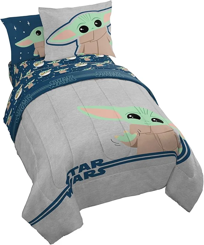 Next-Generation Jay Franco Star Wars The Mandalorian Hello Grogu 5 Piece Twin Size Bed Set - Includes Comforter amp Sheet Set - Super Soft Kids Bedding Fade Resistant Microfiber Star Wars Product World-Class