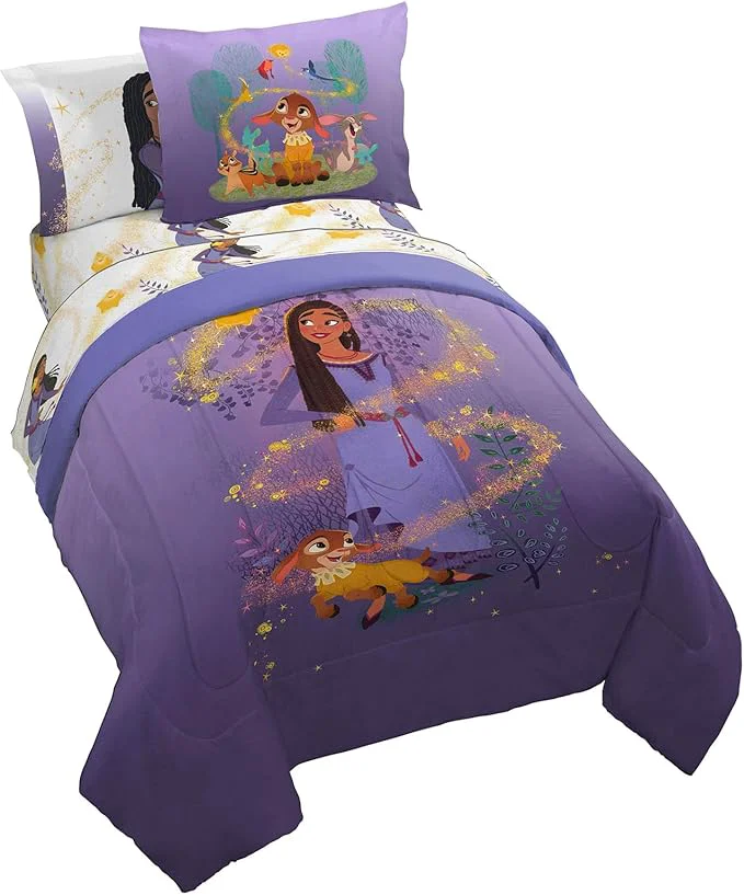 Selected Disney Wish Full Comforter Set - 7 Piece Bed Set Includes Sheet Set amp Pillow Covers - Super Soft Kids Bedding Features Asha Valentino amp Star Pure