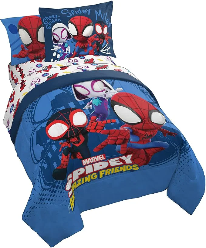 Luxury Jay Franco Marvel Spidey and His Friends Team Spidey 7 Piece Full Size Bed Set - Includes Comforter amp Sheet Set Bedding - Super Soft Fade Resistant Microfiber Marvel Product Expertly Made