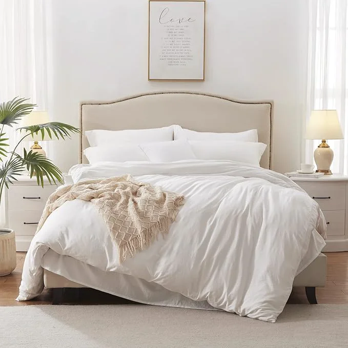 Certified MILDLY Super Soft Duvet Cover - Washed Microfiber White Comforter Cover Set 3 Pieces with Zipper Closure amp Corner Ties No Comforter First-Class