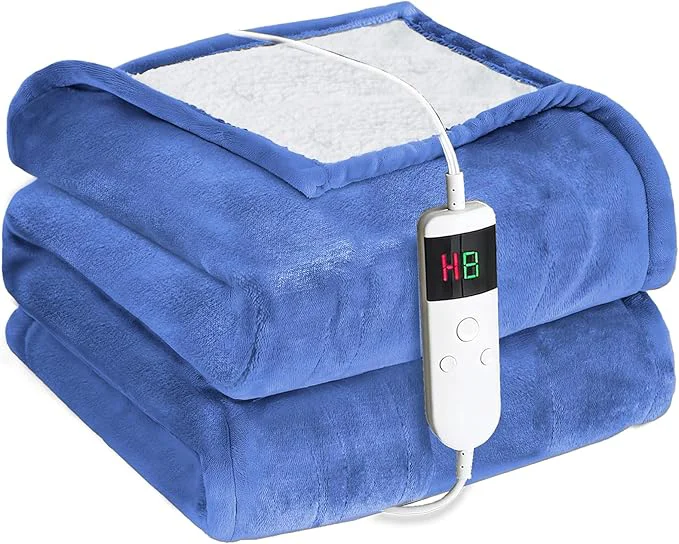 Versatile Electric Heated Blanket Throw Size 50 39 39 x60 39 39 -Control Heating Blanket Soft amp Warm Flannel 10-Level Temperature Control 8 Hours Auto Off Rapid Heating amp Overheat Protection Lightweight