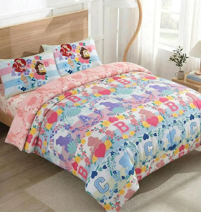 Innovative Northwest Disney Princess Full Size Comforter Set 5 Piece Reversible Design Ultra Soft Fade Resistant Microfiber Kids Bedding Set ly Licensed Recyclable