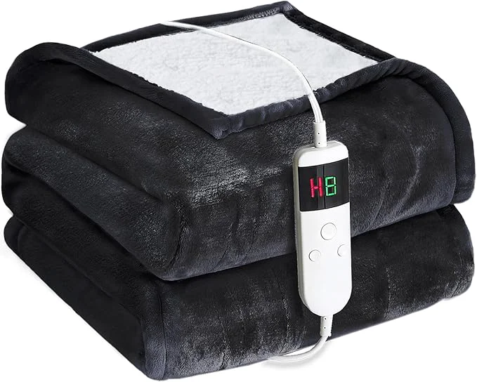 Carefully Designed Electric Heated Blanket Throw Size 50 39 39 x60 39 39 -Control Heating Blanket Soft amp Warm Flannel 10-Level Temperature Control 8 Hours Auto Off Rapid Heating amp Overheat Protection Detailed