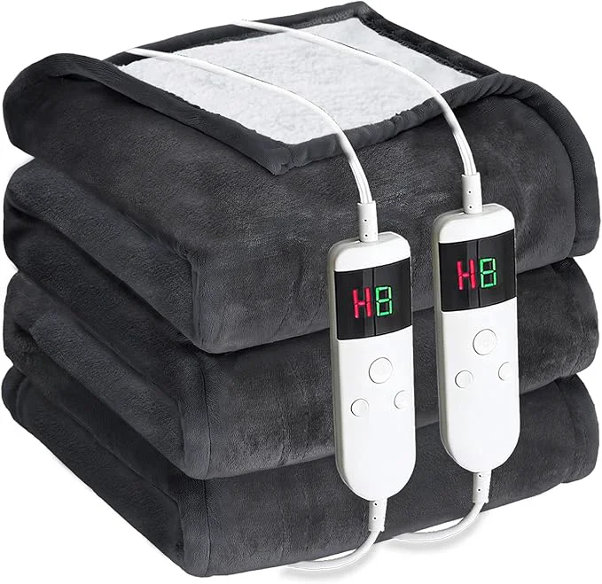 Traditional Electric Heated Blanket Queen Size 84 39 39 x90 39 39 - Dual-Control Heating Blanket Soft amp Warm Flannel 10-Level Temperature Control 8 Hours Auto Off Rapid Heating amp Overheat Protection Versatile