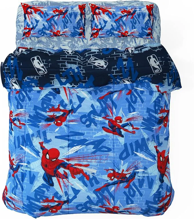 User-Friendly Northwest Disney Marvel Spiderman Full Size Comforter Set 5 Piece Reversible Design Ultra Soft Fade Resistant Microfiber Kids Bedding Set ly Licensed Lightweight