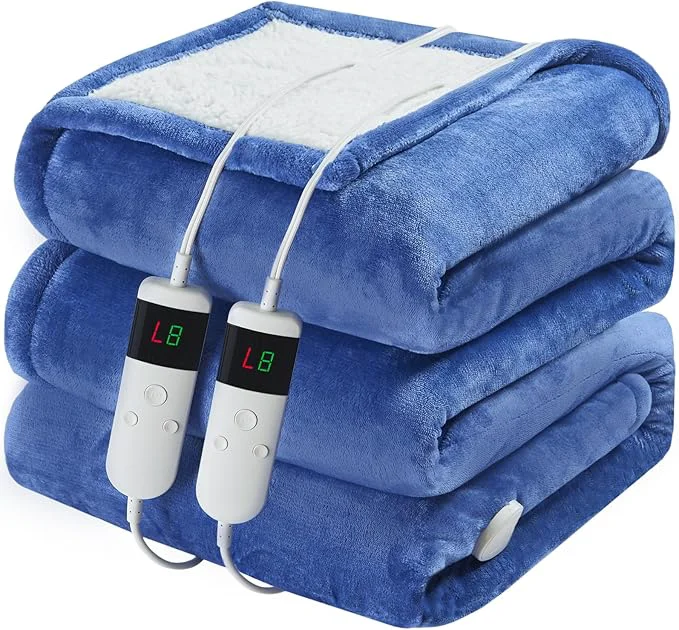 Advanced Electric Heated Blanket King Size 90 39 39 x100 39 39 Soft Flannel amp Sherpa Electric Blanket with 10 Heating Levels Automatically Shut Down After 8h with Overheat Protection Machine Washable