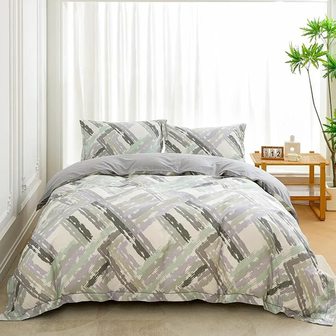 Refined OAITE Duvet Cover Set King Size Floral Pattern Ultra Soft Cotton Duvet Cover Sets 3-PC Breathable Duvet Cover with Zipper Closure amp Corner Ties 2 Pillow Shams 1 Duvet Cover Fine