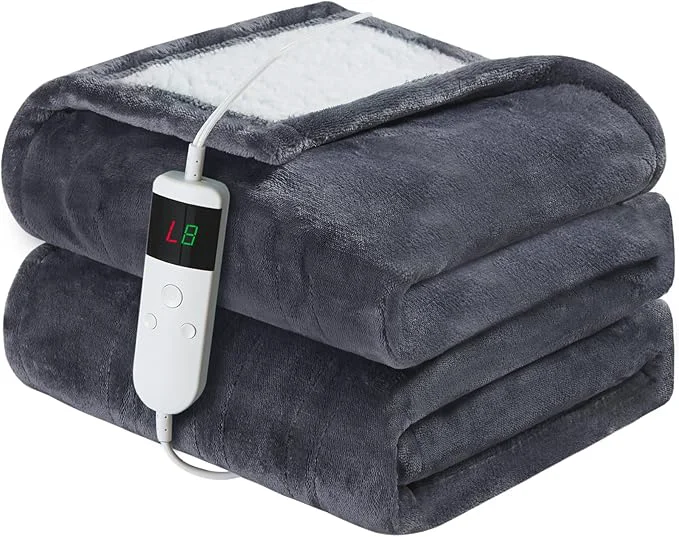 Efficient Electric Heated Blanket Full Size 72 39 39 x84 39 39 Soft Flannel amp Sherpa Electric Blanket with 10 Heating Levels Automatically Shut Down After 8h with Overheat Protection Machine Washable Quality