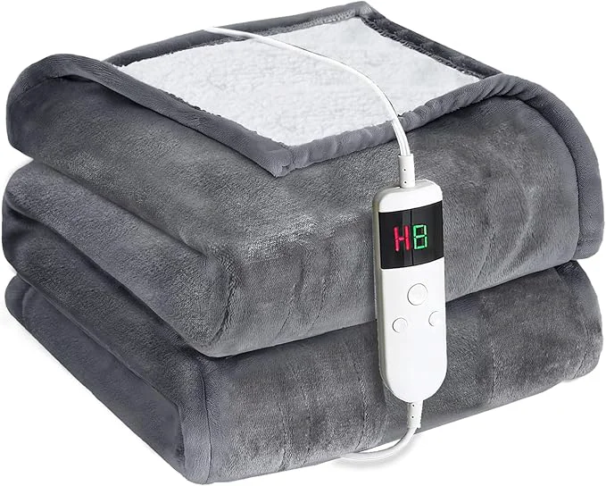 Top-Quality Electric Heated Blanket Throw Size 50 39 39 x60 39 39 -Control Heating Blanket Soft amp Warm Flannel 10-Level Temperature Control 8 Hours Auto Off Rapid Heating amp Overheat Protection Natural