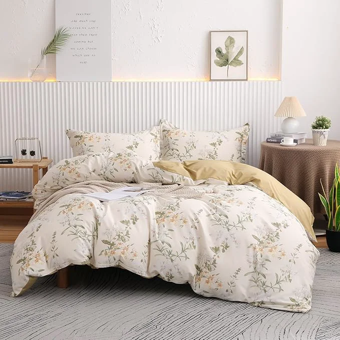 Practical OAITE Duvet Cover Set King Size Floral Pattern 600 Thread Count Ultra Soft Long Staple Cotton Duvet Cover Sets 3-PC Breathable Duvet Cover with Zipper Closure amp Corner Ties Responsible
