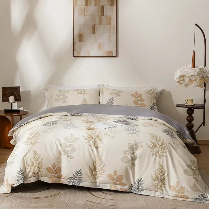 Innovative OAITE Duvet Cover Set Queen Size Floral Pattern Ultra Soft Cotton Duvet Cover Sets 3-PC Breathable Duvet Cover with Zipper Closure amp Corner Ties 2 Pillow Shams 1 Duvet Cover Excellent