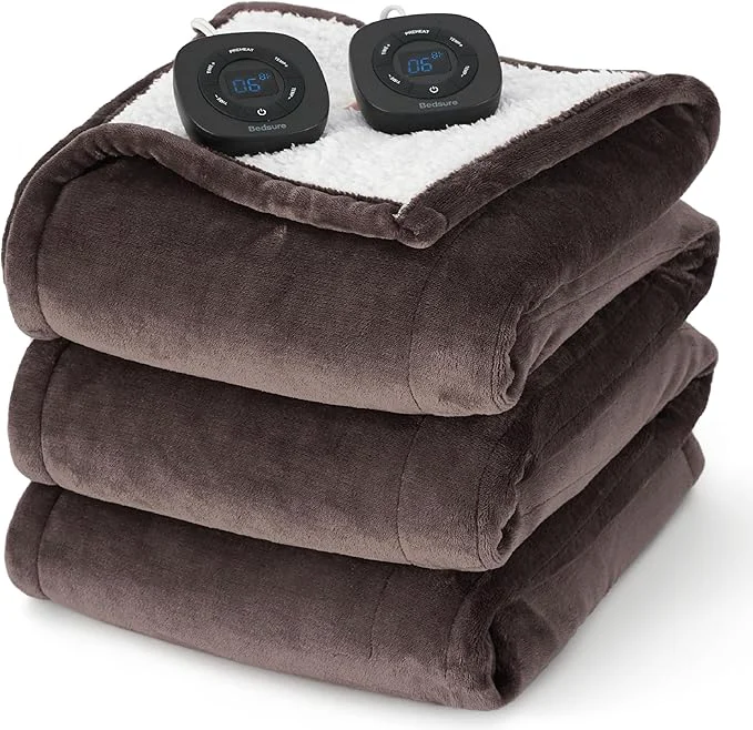 Expertly Made Bedsure Electric Blanket Queen Size - Dual Control Heated Blanket Queen Fast Heating with 10 Time Settings amp 10 Heat Settings Warm Gift for Grandma 84x90 inches Brown Classic