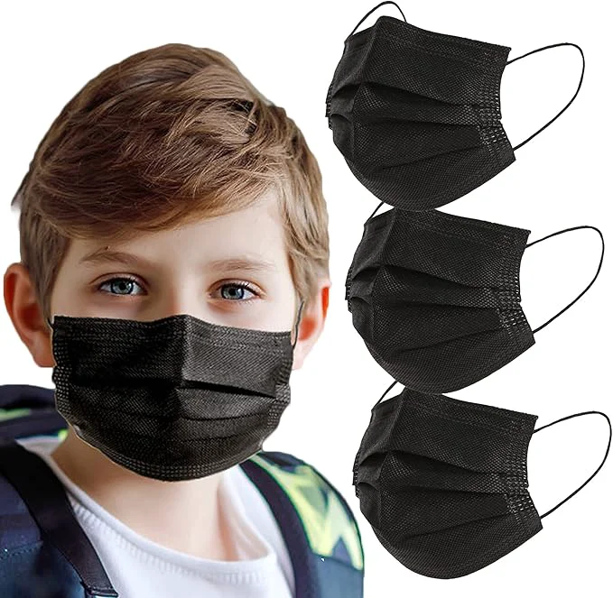 Contemporary akgk 100Pcs Kids Disposable Face Mask Protective Childrens Black Safety Masks Classic