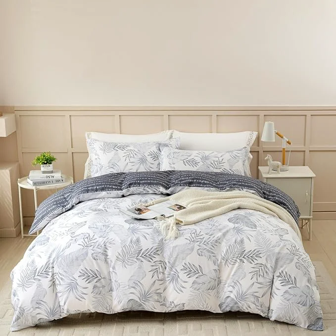 Sophisticated OAITE Duvet Cover Set Cotton Comforter Cover with Floral Pattern Duvet Cover Set Soft Bedding Set Includes with 3 Piece 2 Pillow Shams 1 Duvet Cover Reusable