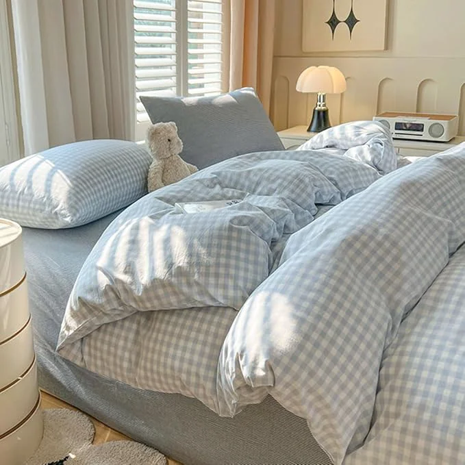 Verified Nayoroom Gingham Duvet Cover Twin Size Blue White Plaid Checkered Comforter Cover Grid Farmhouse Bedding Set 2 Pcs Soft Breathable Washed Microfiber Gifts for Women Men Lightweight
