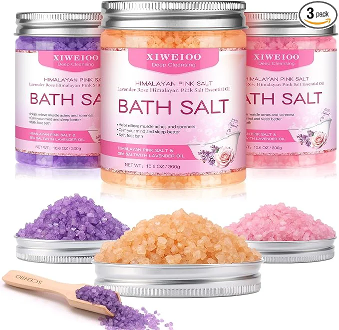 Natural Bath Salts for Soaking Himalayan Pink Bath feet soka sea Salt 3 Set Kit Verified