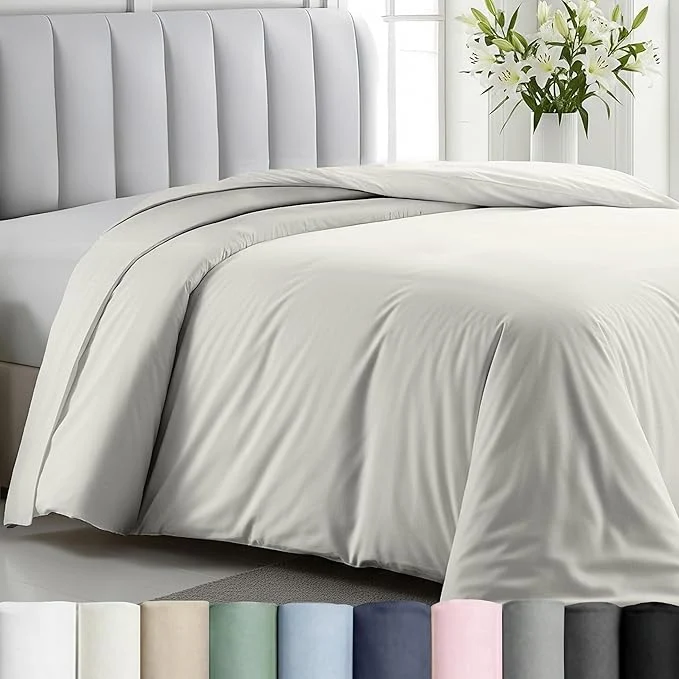 Practical California Design Den Full Queen Duvet Cover Only - Winner Good Housekeeping Bedding Awards 2025 Soft 400 Thread Count Sateen Cotton Duvet Cover - Ivory Pale Tone Fast