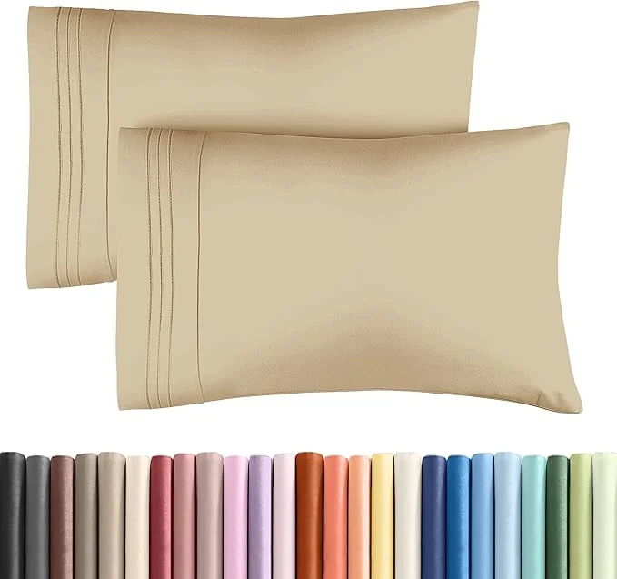 Trusted King Standard Pillow Cases Set of 2 - Ultra-Soft Hotel Quality Pillowcase Covers - Comfy Cozy amp Fade - Wrinkle Resistant - Machine Washable Pillow Protectors - 2 Piece Set - King Standard Beige Healthy