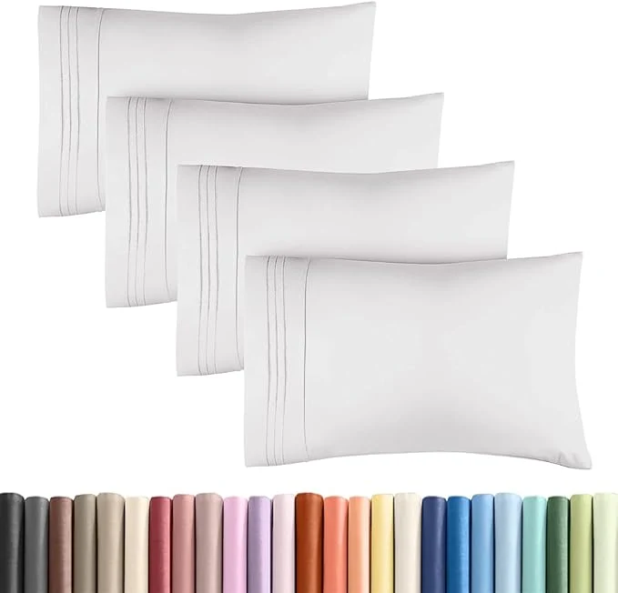 Trusted Standard Pillow Cases Set of 4 - Ultra Soft Hotel Quality Pillowcase Covers - Comfy Bedding for Women Men Kids amp Teens - Machine Washable Pillow Protectors - 4 Piece Set - Standard Size French Grey Efficient